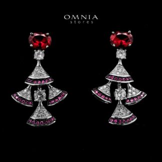 Zuleikha Red Drop Earrings In High-Quality Zircon Stones in a Rhodium Plated