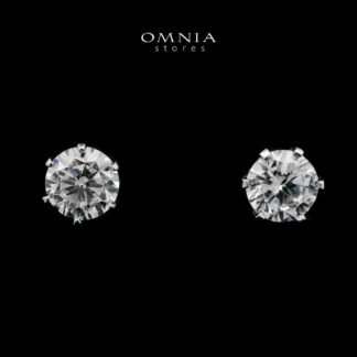Zainah White Stud Earrings In High-Quality Zircon Stones in a Rhodium Plated