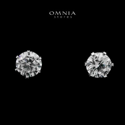 Zainah White Stud Earrings In High-Quality Zircon Stones in a Rhodium Plated