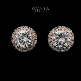 Zilal White Stud Earrings In High-Quality Zircon Stones in a Rhodium Plated