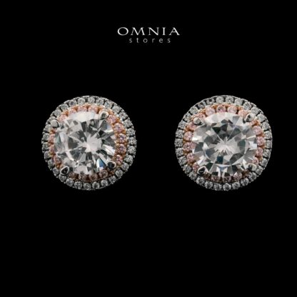 Zilal White Stud Earrings In High-Quality Zircon Stones in a Rhodium Plated