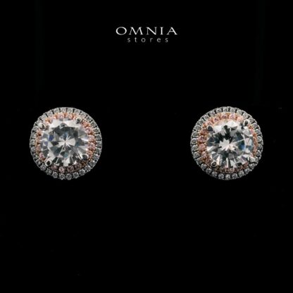 Zilal White Stud Earrings In High-Quality Zircon Stones in a Rhodium Plated - Image 2