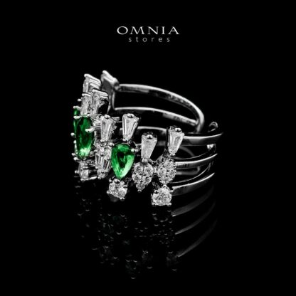 Omnia Hala Green Bridal Full Set in High Quality Zircon Stone in Rhodium Plated - Image 3