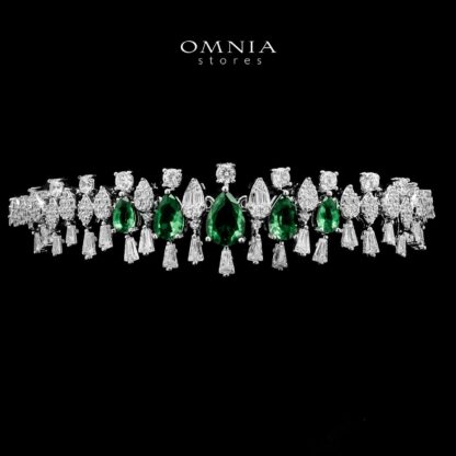 Omnia Hala Green Bridal Full Set in High Quality Zircon Stone in Rhodium Plated - Image 5