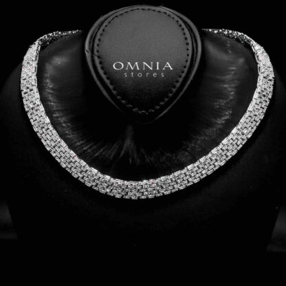 Omnia Zehra White Bridal Full Set in High Quality Zircon Stone in Rhodium Plated - Image 2