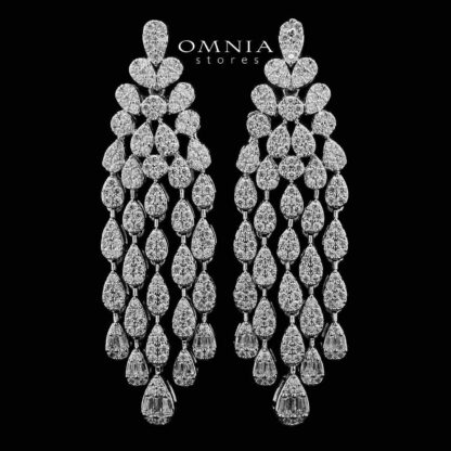 Omnia Zahiya White Bridal Full Set in High Quality Zircon Stone in Rhodium Plated - Image 3