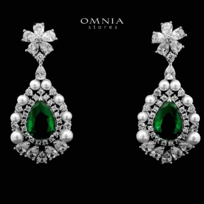 Omnia Aiyesha Green Bridal Full Set in High Quality Zircon Stone in Rhodium Plated - Image 4