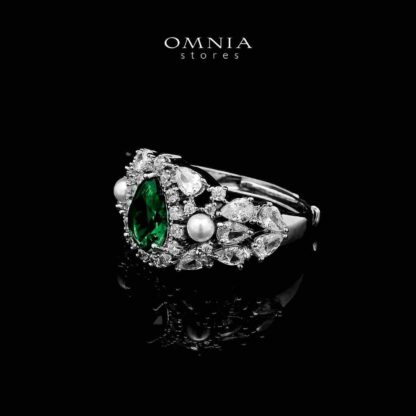 Omnia Aiyesha Green Bridal Full Set in High Quality Zircon Stone in Rhodium Plated - Image 3