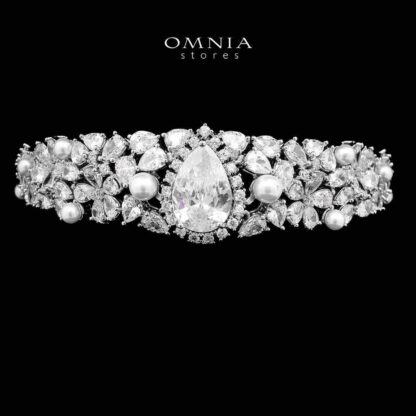 Omnia Aiyesha White Bridal Full Set in High Quality Zircon Stone in Rhodium Plated - Image 4