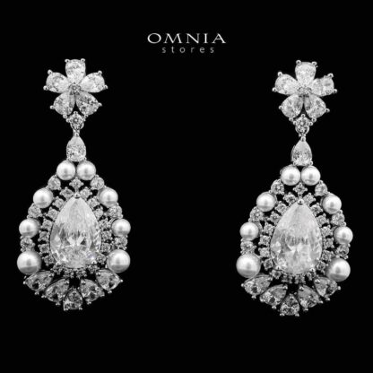 Omnia Aiyesha White Bridal Full Set in High Quality Zircon Stone in Rhodium Plated - Image 5
