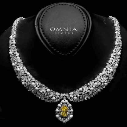 Omnia Aiyesha Yellow Bridal Full Set in High Quality Zircon Stone in Rhodium Plated - Image 2