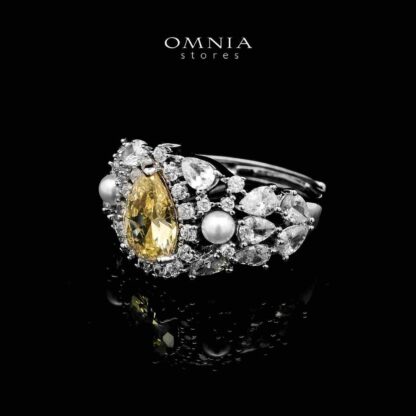 Omnia Aiyesha Yellow Bridal Full Set in High Quality Zircon Stone in Rhodium Plated - Image 3