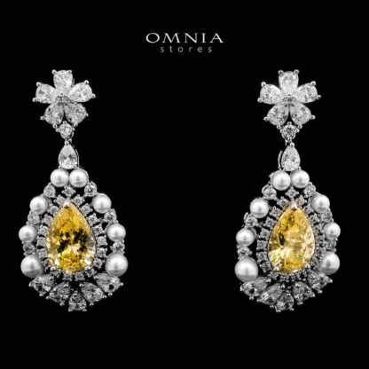 Omnia Aiyesha Yellow Bridal Full Set in High Quality Zircon Stone in Rhodium Plated - Image 5
