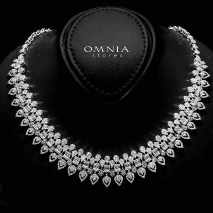 Omnia Layali White Bridal Full Set in High Quality Zircon Stone in Rhodium Plated - Image 2