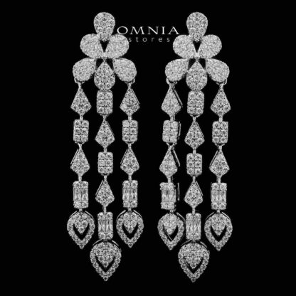 Omnia Layali White Bridal Full Set in High Quality Zircon Stone in Rhodium Plated - Image 5