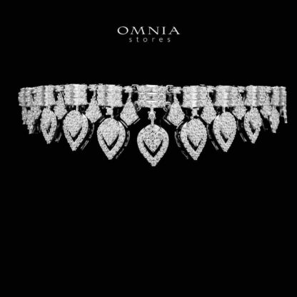 Omnia Layali White Bridal Full Set in High Quality Zircon Stone in Rhodium Plated - Image 3