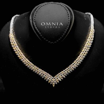 Omnia Hayady Golden Bridal Full Set in High Quality Zircon Stone in Rhodium Plated - Image 2