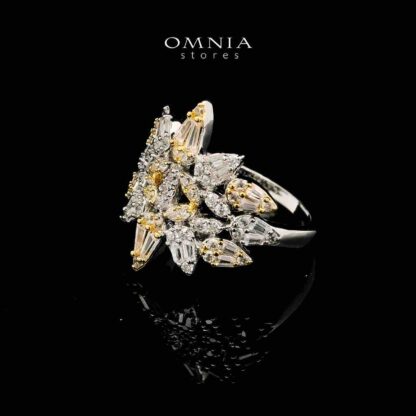 Omnia Hayady Golden Bridal Full Set in High Quality Zircon Stone in Rhodium Plated - Image 4