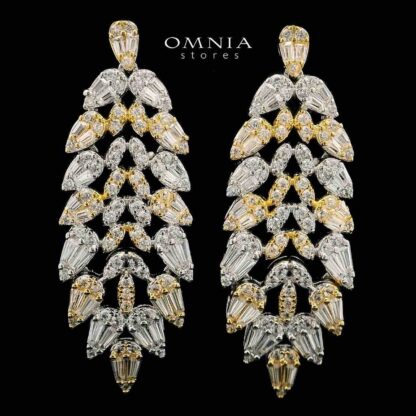 Omnia Hayady Golden Bridal Full Set in High Quality Zircon Stone in Rhodium Plated - Image 3
