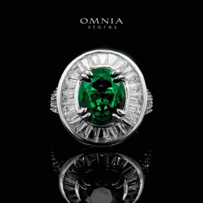 Omnia Hayah Green Bridal Full Set in High Quality Zircon Stone in Rhodium Plated - Image 5