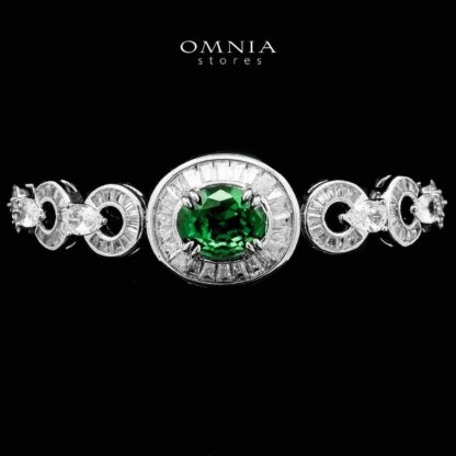 Omnia Hayah Green Bridal Full Set in High Quality Zircon Stone in Rhodium Plated - Image 4