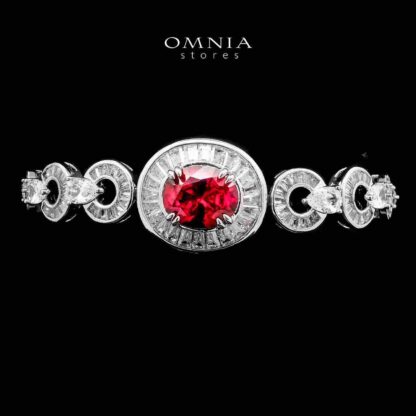 Omnia Hayah Red Bridal Full Set in High Quality Zircon Stone in Rhodium Plated - Image 4