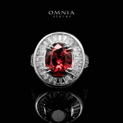 Omnia Hayah Red Bridal Full Set in High Quality Zircon Stone in Rhodium Plated - Image 3
