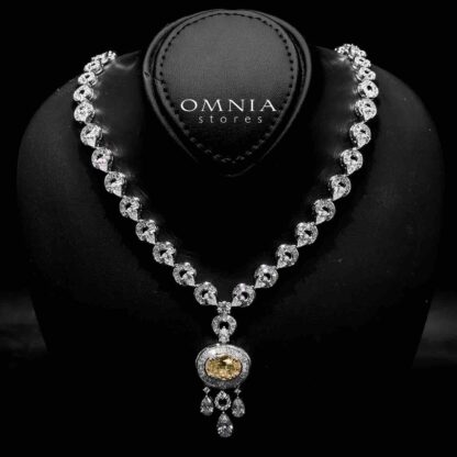 Omnia Hayah Yellow Bridal Full Set in High Quality Zircon Stone in Rhodium Plated - Image 2