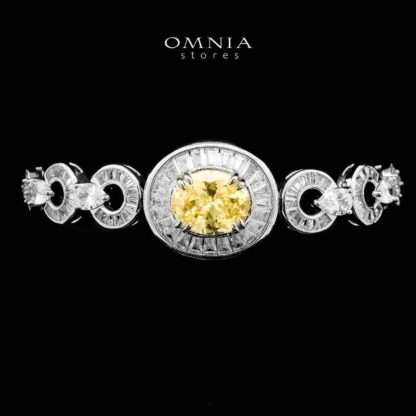 Omnia Hayah Yellow Bridal Full Set in High Quality Zircon Stone in Rhodium Plated - Image 4