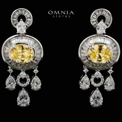 Omnia Hayah Yellow Bridal Full Set in High Quality Zircon Stone in Rhodium Plated - Image 3