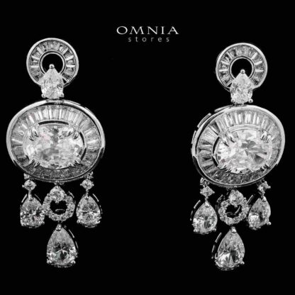 Omnia Hayah White Bridal Full Set in High Quality Zircon Stone in Rhodium Plated - Image 4