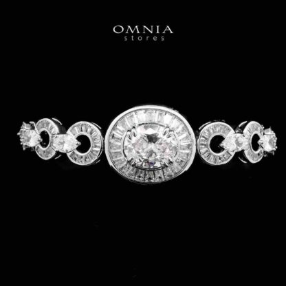 Omnia Hayah White Bridal Full Set in High Quality Zircon Stone in Rhodium Plated - Image 3