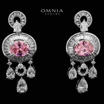 Omnia Hayah Pink Bridal Full Set in High Quality Zircon Stone in Rhodium Plated - Image 4