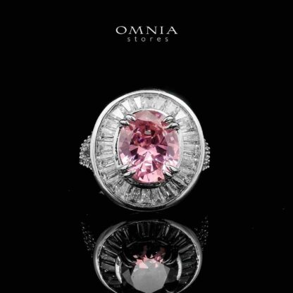 Omnia Hayah Pink Bridal Full Set in High Quality Zircon Stone in Rhodium Plated - Image 3