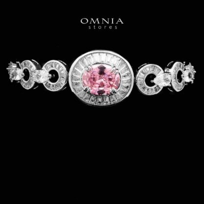 Omnia Hayah Pink Bridal Full Set in High Quality Zircon Stone in Rhodium Plated - Image 5