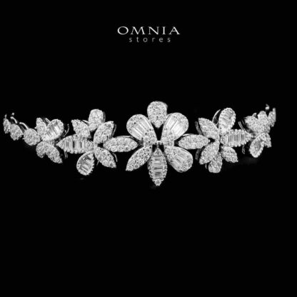 Omnia Habiba White Bridal Full Set in High Quality Zircon Stone in Rhodium Plated - Image 3