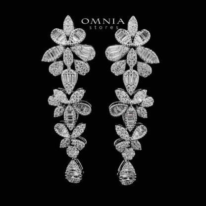 Omnia Habiba White Bridal Full Set in High Quality Zircon Stone in Rhodium Plated - Image 5