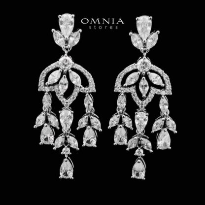 Ahoo White Bridal Long chain Set Accessories High Quality Zircon Stone In Rhodium Plated - Image 3