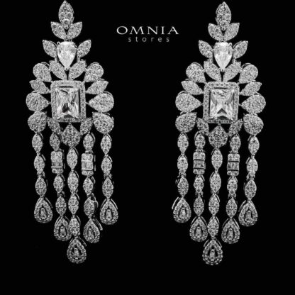 Sharjaha White Bridal Long chain Set Accessories High Quality Zircon Stone In Rhodium Plated - Image 3