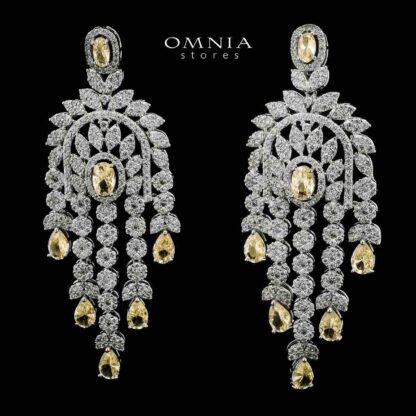 Àmaal Yellow Bridal Long chain Set Accessories High Quality Zircon Stone In Rhodium Plated - Image 3