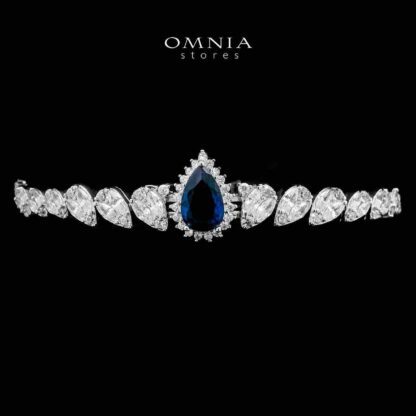 Omnia Aliya Blue Bridal Full Set in High Quality Zircon Stone in Rhodium Plated - Image 4