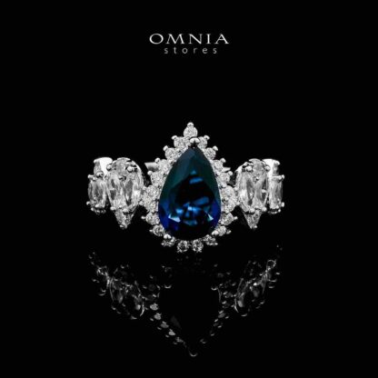 Omnia Aliya Blue Bridal Full Set in High Quality Zircon Stone in Rhodium Plated - Image 3