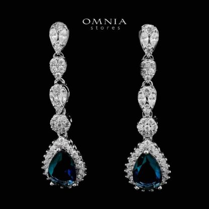 Omnia Aliya Blue Bridal Full Set in High Quality Zircon Stone in Rhodium Plated - Image 5