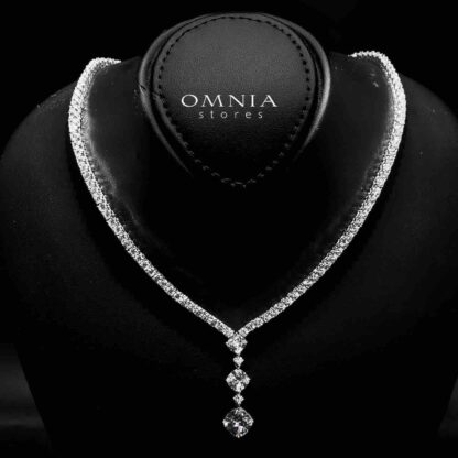 Omnia Baran White Bridal Full Set in High Quality Zircon Stone in Rhodium Plated - Image 2