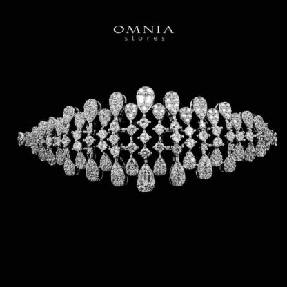 Omnia Behnaz White Bridal Full Set in High Quality Zircon Stone in Rhodium Plated - Image 5