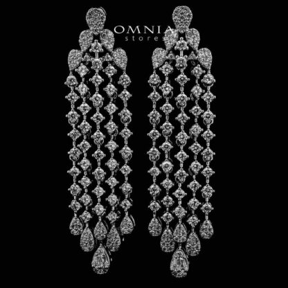 Omnia Behnaz White Bridal Full Set in High Quality Zircon Stone in Rhodium Plated - Image 3