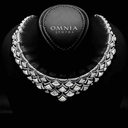 Omnia Bita White Bridal Full Set in High Quality Zircon Stone in Rhodium Plated - Image 2