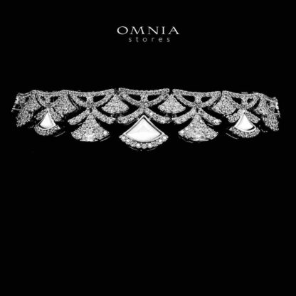 Omnia Bita White Bridal Full Set in High Quality Zircon Stone in Rhodium Plated - Image 4