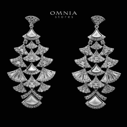 Omnia Bita White Bridal Full Set in High Quality Zircon Stone in Rhodium Plated - Image 3