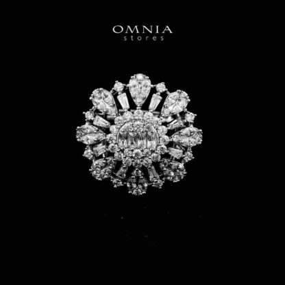 Omnia Darya White Long Chain Pearl Full Set in High Quality Zircon Stone in Rhodium Plated - Image 3